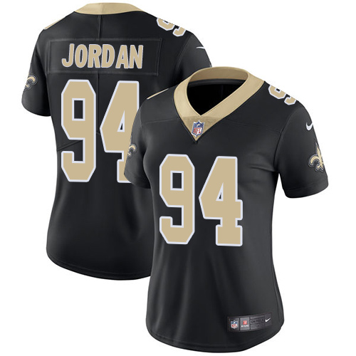 Nike Saints #94 Cameron Jordan Black Team Color Women's Stitched NFL Vapor Untouchable Limited Jersey